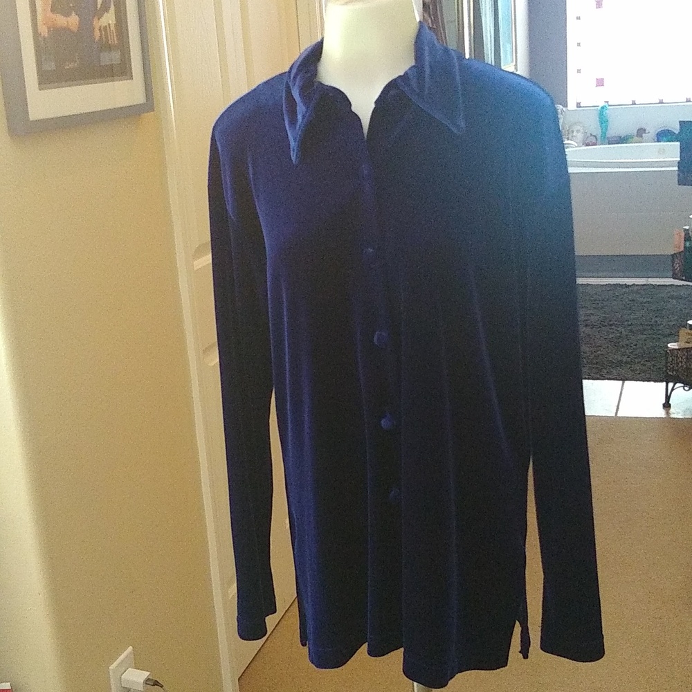 Vintage Tower cobalt blue velvet/  2pc co ord pants set size small oversized top